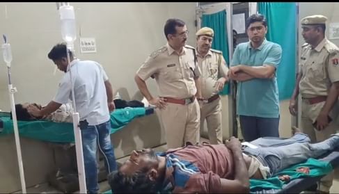 Medical workers treating the injured in the district hospital and taking information from the District Collector and other officials